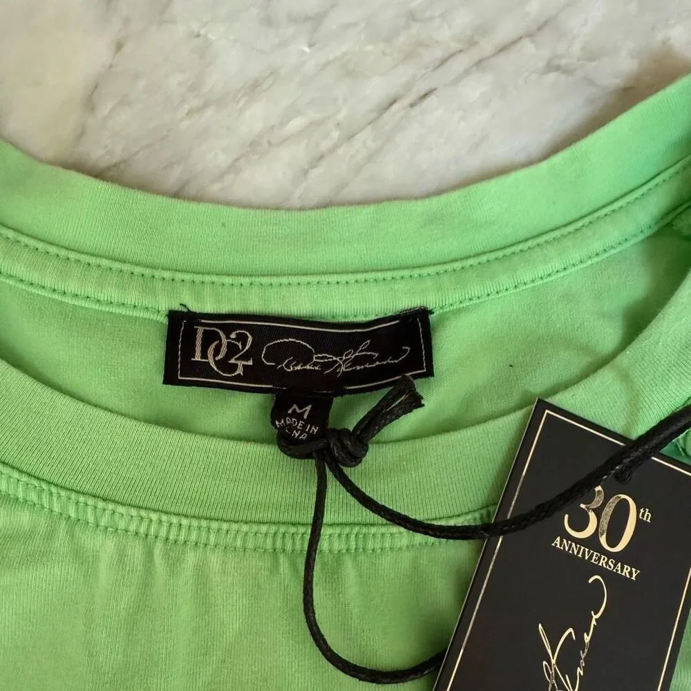 DG2 by Diane Gilman Snow Wash green lime Cotton Jersey Knit Tee size M NWT - Picture 6 of 9